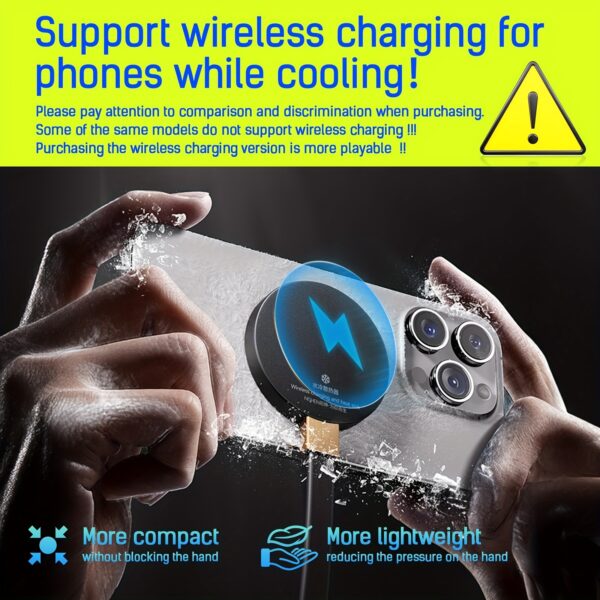 Magnetic 2-in-1 Phone Cooler & Wireless Charger Universal Liquid Cooling System with Silent Fan for iPhone 12-16 Plus/Pro Max, Efficient Cooling Down to -20 Celsius, 15W Fast Charging, Compact Design - Image 5