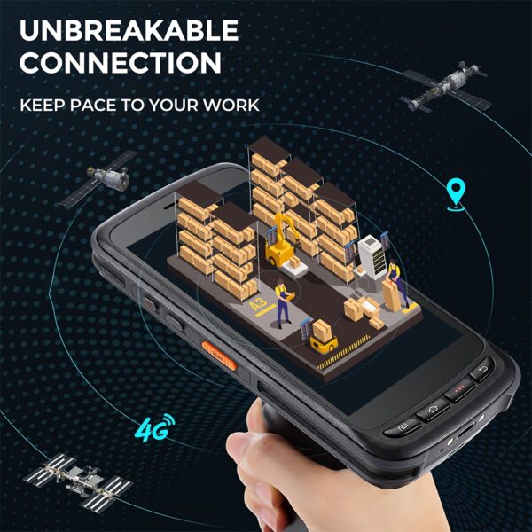 MUNBYN Android Handheld Barcode Scanner & Mobile Computer with 8000mAh 12H Battery, 1D/2D QR Zebra SE4710 Engine, 4G, Full-Screen Design, USB-Powered for WMS, Inventory, Warehouse & Retail Use, Inventory Management, Modern Device Look, Rechargeable Device, Retail Scanning, Handheld Device, Long Battery Life, Pda Scanner, Warehouse Workers - Image 6