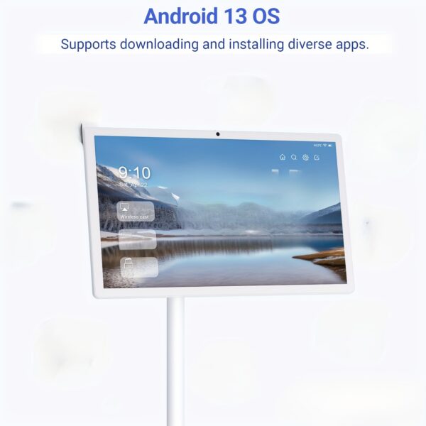 22-Inch Portable TV on Wheels, 1080P Portable Touch Screen Monitor, Android13, Full Swivel Rotation, Built-in 13MP Camera, Built-in Battery(6-8H), 6+128G - Image 7