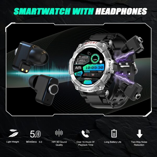 EIGIIS Men's And Women's Smart Watch 1.52inch Round Screen Smartwatch With Headphones, Wireless Connection To Communication Devices, Wireless Music HIFI9D Sound Quality, AI Voice Assistant, Custom Dials, Sleep Monitoring, Sports Recordings, Suitable For Sending Friends Smartwatch - Image 8