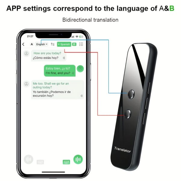 Portable Language Translator Device, Two-Way Instant Translator, APP Online Voice Translation, 137 Languages Supported, High Accuracy Translator Device For Travel Business Learning - Image 4