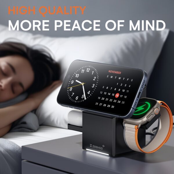 ZEEHOO 3-in-1 Wireless Charging Station - CubeTrick-X Qi2 15W Fast Charge - for A-pple Watch, I-Phone, Air-pods - Image 10