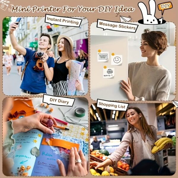 Ink Free Sticker Printer Mini Thermal Printer with One Roll Of Thermal Paper, Wireless Pocket Printer, Intelligent Portable Receipt Printer, Suitable for Photos, Diaries, Notes, And Memos - Image 8