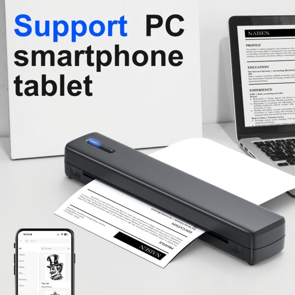 A4 Inkless Printer - Portable Thermal Printer for Wireless Mobile Travel, Supports Letter Mini Printing, Compatible with Mobile Phones And Laptops, Suitable Folding Paper/rolling/tattoo Paper