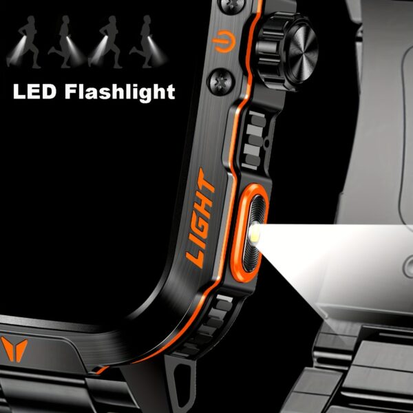 Sports Rugged Outdoor Smart Watch With LED Flashlight, AI Voice Command, & Fitness Tracking For Weather Athletes And Outdoor Adventures - Image 6