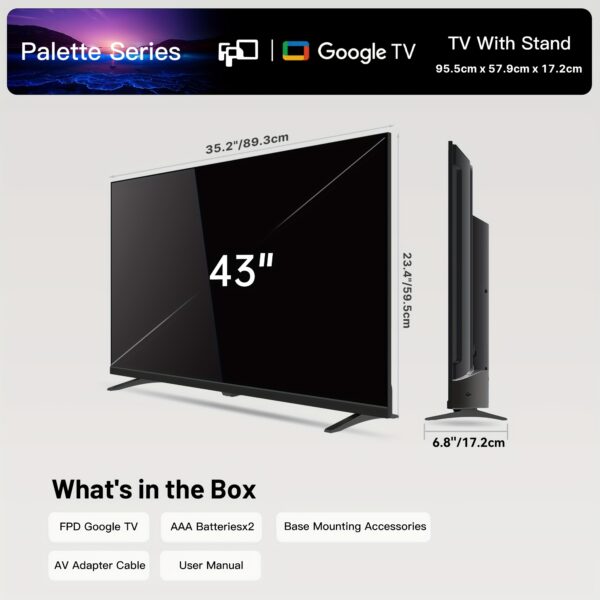 FPD Smart TV 43 Inch LED Google TV 1080P HDR 10 with Audio, Google Play And Chromecast Built In, Full HD Stream Live TV, Voice Remote, ( Palette Series, CG43-P3, 2025 Model) - Image 4