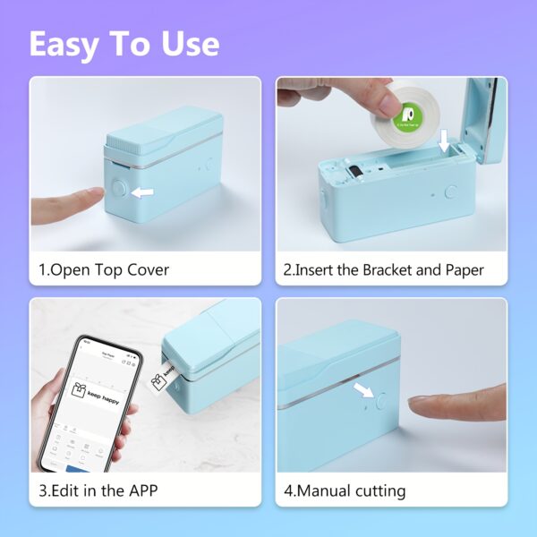 P31S label printer/label paper1roll or 3rolls, portable label machine with wireless connection and multiple templates, fast file system output, various colors of label paper suitable for printing address, logo, clothing labels in offices and homes - Image 8