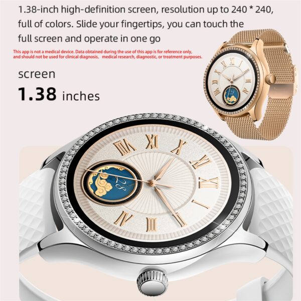 Smart Watch (Answer/Make Calls) For Women With Alexa Built-in, AI Voice, Call Integration, Smartwatch For Android IPhone, 1.38" Activity Tracker With Sleep Monitor, Fitness Tracker, Sleep Monitoring, 100+ Sports Fitness Tracker Silvery, Smart Watch With 1 Stainless Steel Watch Band And 2 Silicone Watch Band - Image 5