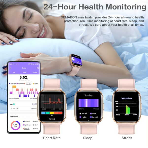 2025 Latest Lightweight Women'S Watch, 120+ Sports Tracker Lightweight Women'S Watch For Small Wrists, 1.75 Inch AMOLED Screen Men'S Smart Watch, 130g Ultra Light Smart Watch, AL Smart Voice Control, Fitness Watch With Da GPT, AI, Wireless Calling, Message Notification, Voice Assistant, Stress And All-Day Sleep Monitoring, Screen-Off Clock Always Display, Weather, Alarm, Music, Suitable For Android IOS, 1.75 Inch AMOLED Screen Men'S Smart Watch - Image 3