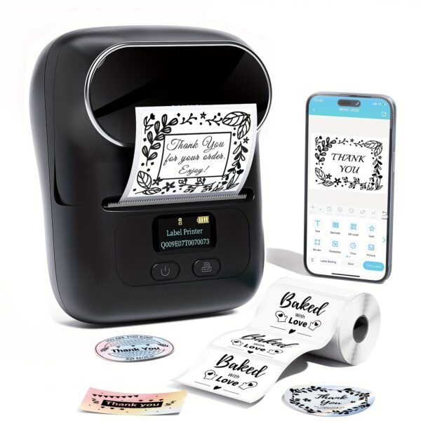 Thermal Label Maker Machine with Tape - Portable Wireless Barcode Label Printer for Small Business, Office, Home, Address, Mini Thermal Priner Compatible with Phone&PC - Image 5