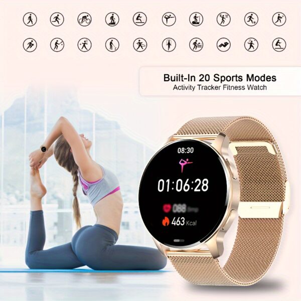 Smartwatch for women (answering/making calls), fitness tracker for Android and iPhone smartphones, equipped with LED high-definition full touch screen AI voice controlled pedometer - Image 7