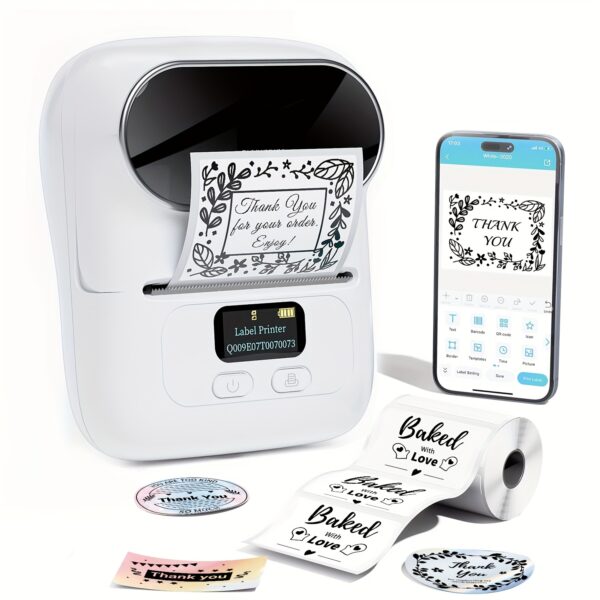 Thermal Label Maker Machine with Tape - Portable Wireless Barcode Label Printer for Small Business, Office, Home, Address, Mini Thermal Priner Compatible with Phone&PC - Image 3
