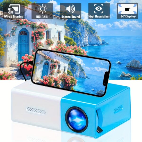 2025 New Mini Home Theater HD Projector, American Plug, Remote Control, Support Smartphone Screen Sharing, Compatible with Smartphone/USB Interface, for Indoor, Office Use - Image 9