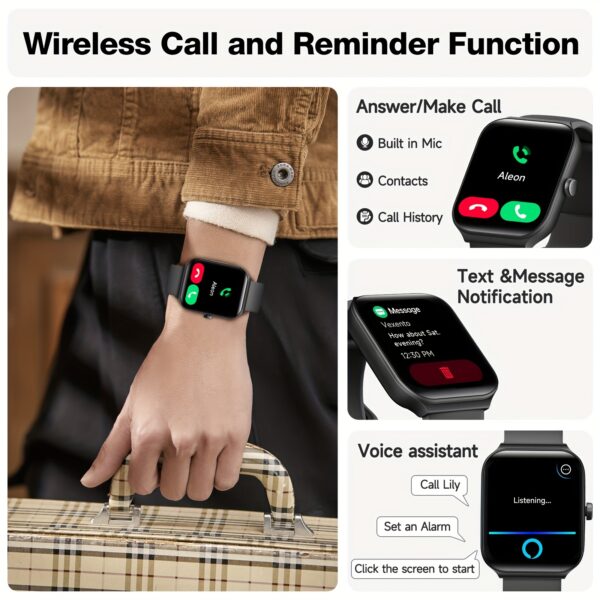 FAWEIO Smart Watch For Men Women Wireless Call, 1.95" Smartwatch with 100+ Sport Modes, Fitness Activity Tracker Pedometer, Built-in Alexa, Compatible With Android And for iphone, Perfect Gift For Family And Friends - Image 8