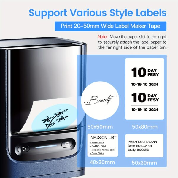 Label Maker With 1 Roll Of Label Paper, Portable Wireless Label Printer For Storage, Office, Home, Storage, Sticker Maker Mini Label Maker With Multiple Templates - Image 7