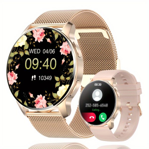 Smartwatch for women (answering/making calls), fitness tracker for Android and iPhone smartphones, equipped with LED high-definition full touch screen AI voice controlled pedometer