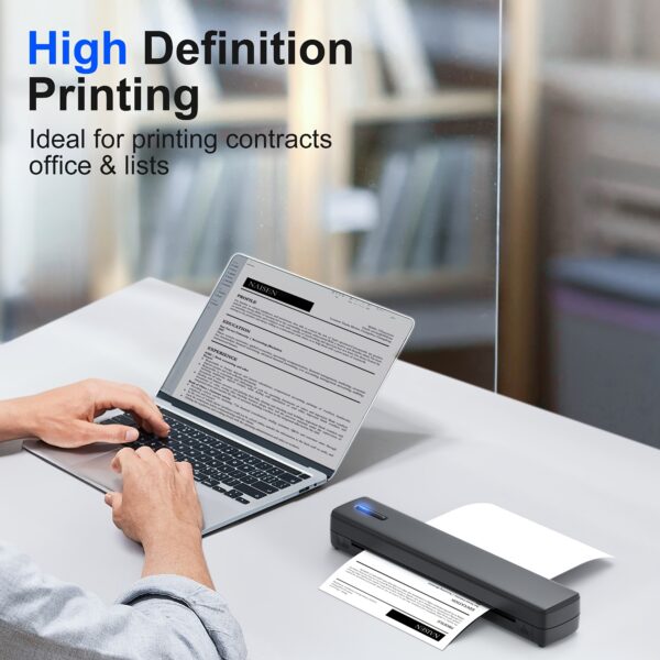A4 Inkless Printer - Portable Thermal Printer for Wireless Mobile Travel, Supports Letter Mini Printing, Compatible with Mobile Phones And Laptops, Suitable Folding Paper/rolling/tattoo Paper - Image 3