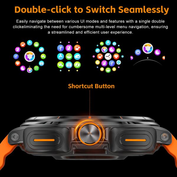 GT98 Smartwatch with TWS Sports Earbuds, 1.53" HD Display, Voice Assistant, Music Control, 400mAh Battery, 100+ Sport Modes, Orange Silicone Band, Compatible with Android/iOS, Ideal for Fitness & Outdoor Activities - Image 7