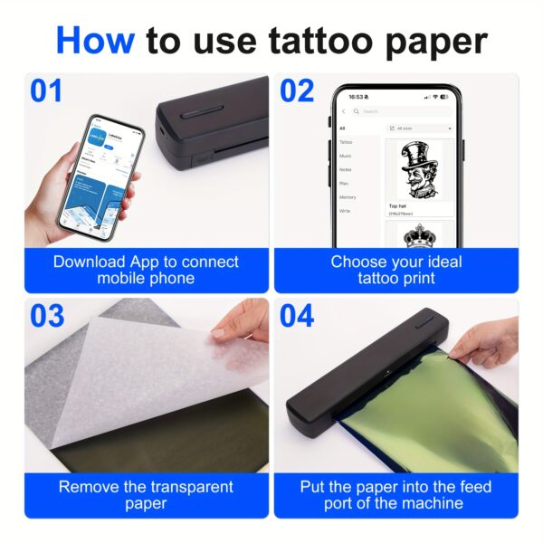 A4 Inkless Printer - Portable Thermal Printer for Wireless Mobile Travel, Supports Letter Mini Printing, Compatible with Mobile Phones And Laptops, Suitable Folding Paper/rolling/tattoo Paper - Image 8
