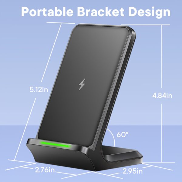 Wireless Charger, 15W Fast Wireless Charging Stand, Wireless Charging Station For IPhone 16/15/ 14/ 13/ 12/ 11/ Pro/ Max/ Plus/ XS/ XR/ X, Samsung Galaxy S22/S21S20/S10/S9/Note10/9, And Qi-Enabled Phone - Image 2