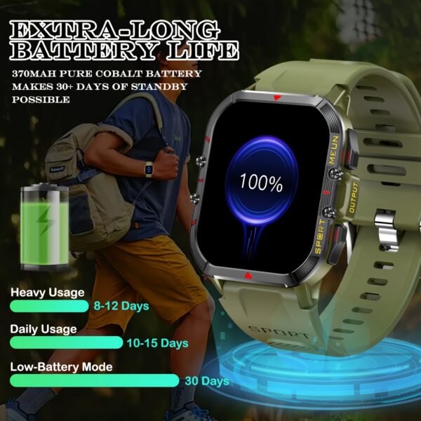 LIVLOV Sporty Smartwatch for Men & Women - 1. 96" HD Display, 100+ Sports Modes, AI Voice Assistant, Monitoring, Long-Lasting 370mAh Battery, for iPhone & for Android - Image 7