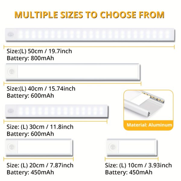 4/2pcs Motion Sensor Under Cabinet Lights, 3 Color Temperatures Wireless USB Rechargeable Night Light, Indoor Closet Lights, Stick-On Anywhere Magnetic Under-Counter Light Fixtures For Kitchen Cabinet Wardrobe Cupboard Stairs, Available In 2pcs. - Image 4
