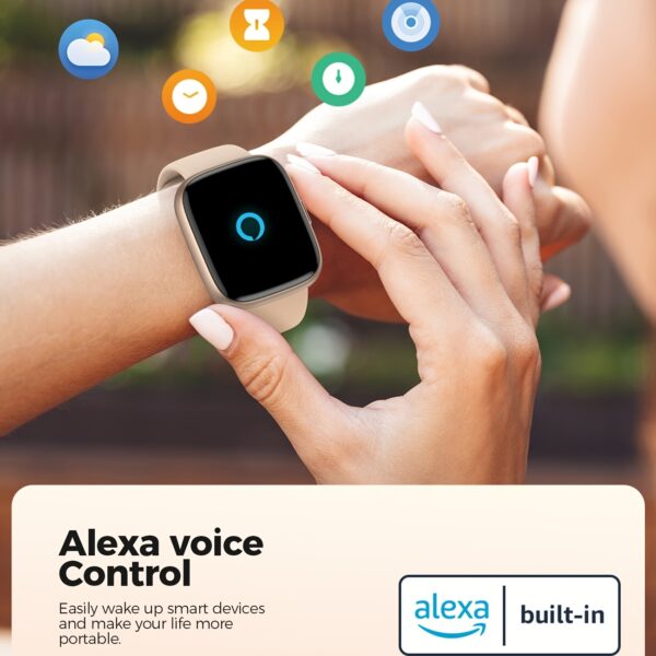 Bold Design, Golden Smartwatch with Calling Function & Alexa - 1.83" HD Display, Sleep & Stress Detection, 100 Sport Modes, Customizable Faces, Weather, Music & Camera Control, Breathing Training, Menstrual Tracker for Android & iOS, Smart Watch for Android Phones - Image 3