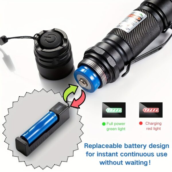 Laser Pointer, Tactical Flashlight, Replaceable Spare Batteries, Adjustable Focus And Replaceable Multiple Modes, Can Be Used Indoors And Outdoors, Presentations, Etc., Best Gifts - Image 8