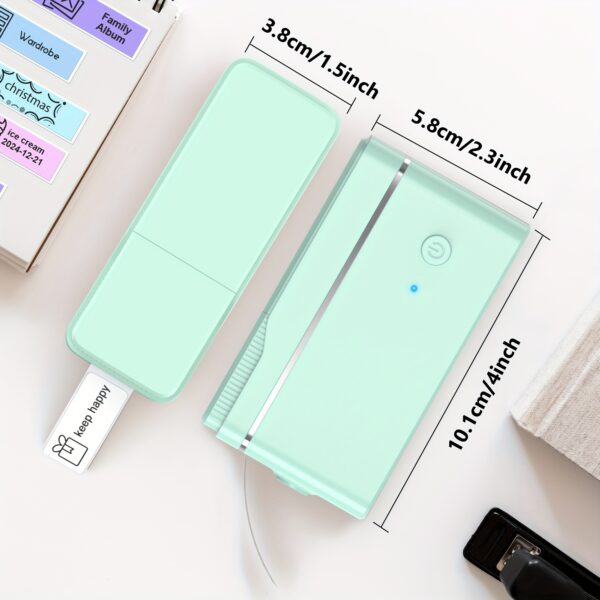P31S Mini Green Label Maker W/ 14x40mm Label Tape Only, Label Maker with Multiple Templates for Organizing Your Home Or Creating Holiday Cards, Supports Portable Wireless And USB Charging, Compatible with IOS And Android, Fresh And Cute Label Maker (3 Individual Products) - Image 2