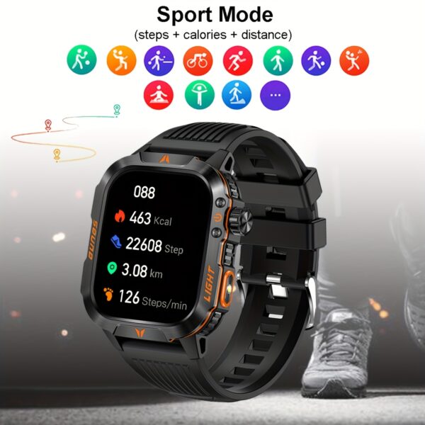Sports Rugged Outdoor Smart Watch With LED Flashlight, AI Voice Command, & Fitness Tracking For Weather Athletes And Outdoor Adventures - Image 7