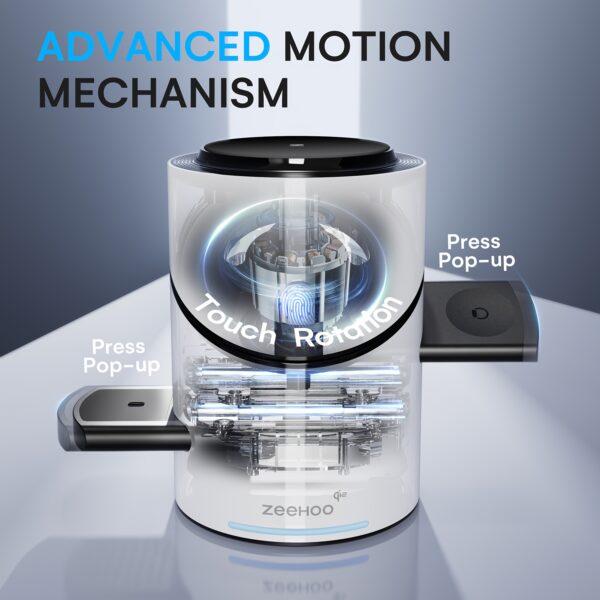 ZEEHOO 3in 1 Charging Station for Apple-Devices, Mag-Safe Charger Stand, CylinTrick-R Qi2 15W Auto-Rotating Wireless Charging Station for iPhone 16/15/14/13/12 Series& Air-Pods& IWatch(30W Charger Included) - Image 4