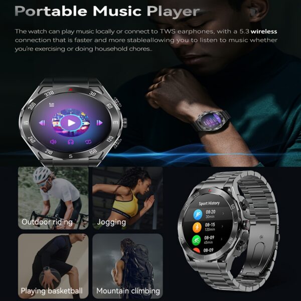 2025 New Smart NFC Watch, TWS 2-in-1 Wireless Dual Earphones Sports Smart Watch, 1.43-inch 466 * 466 HD Screen, Wireless Call, AI Voice Assistant, Multiple Exercise Modes, Fitness Tracker, Men'S Fashion Sports Watch, Men'S Gifts - Image 4