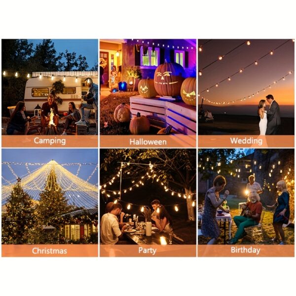 MLEACL 120/100/60/25FT Solar String Lights With USB Port & Remote Control Solar Patio Lights Long Last For Dimmable Solar Power LED Bulbs For Porch Garden Market Bistro - Image 11