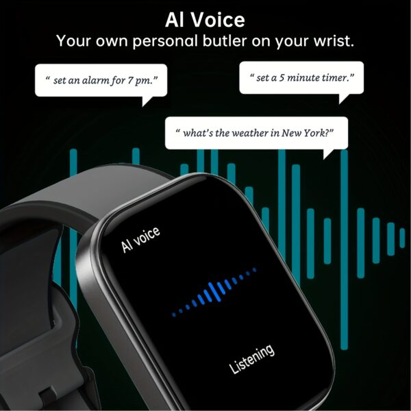 FAWEIO 1pc 1.99 Inch Screen Smart Sports Watch for Men, AI Voice, Smart Fashion Watch, Support 100 Sport Modes, Fitness, Core Training, Hiking, Indoor Cycling, Yoga, Pilates, Incoming Call, Message Notification, Compatible with Android&iPhone - Image 10