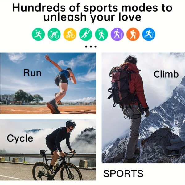 FAWEIO 1pc 1.99 Inch Screen Smart Sports Watch for Men, AI Voice, Smart Fashion Watch, Support 100 Sport Modes, Fitness, Core Training, Hiking, Indoor Cycling, Yoga, Pilates, Incoming Call, Message Notification, Compatible with Android&iPhone - Image 6