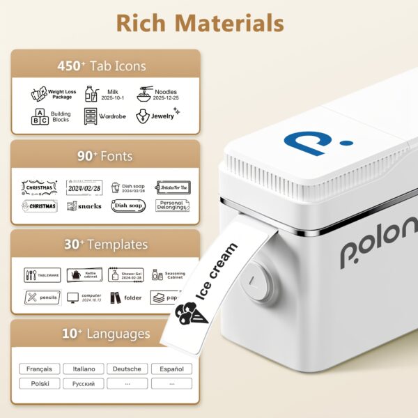 P31S Label Maker Machine With Stickers, Mini Portable Wireless Thermal Printer, For Organizing Storage Office Home Small Business, Sticker Maker Label Maker With Multiple Templates, Multi-color Option - Image 5