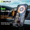 Bilolly 66W Fast Magnetic Car Charger & Phone Holder with 15W Wireless Charging, Auto-Clamping for iPhone 16-11, XR, XS, Samsung S25-S10+, Horizontal/Vertical Screen Adjustable Mount, Black Aluminum Alloy Design