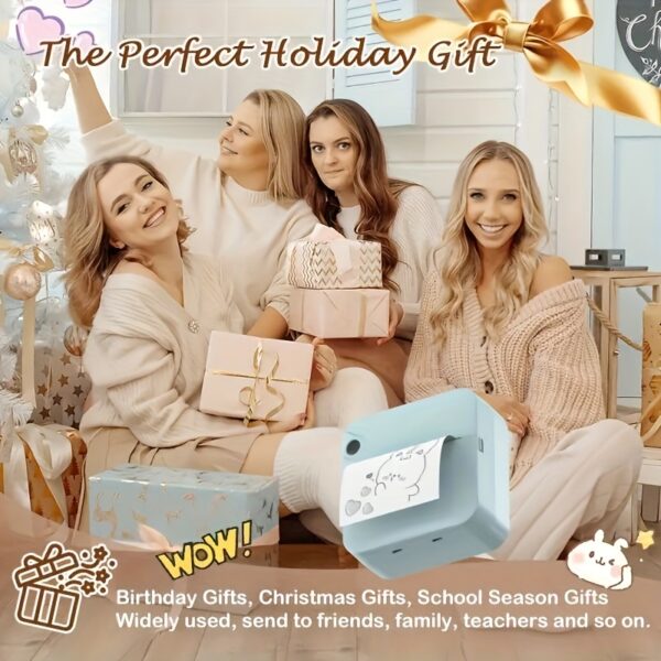 Ink Free Sticker Printer Mini Thermal Printer with One Roll Of Thermal Paper, Wireless Pocket Printer, Intelligent Portable Receipt Printer, Suitable for Photos, Diaries, Notes, And Memos - Image 4