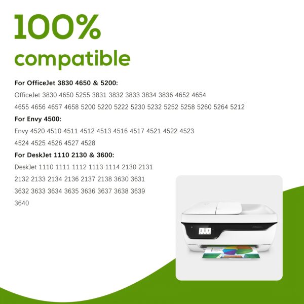 63XL Ink Cartridges Black & Tri-Color Replacement for HP Ink 63 HP 63 XL Works with HP 3830 4650 4520 5220 5252 5255 5258 4512 1112 3630 3632 4652 2132 5200 4655 4510 Printers 2-pack - Image 5