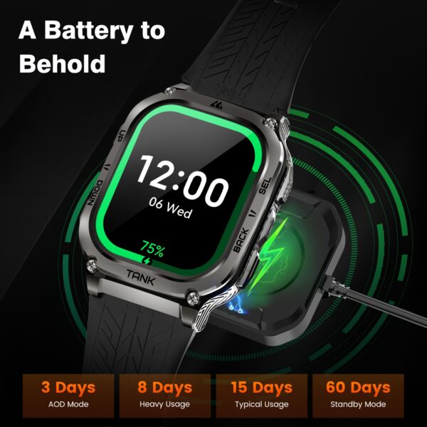 2025 KOSPET M3 Smart Watch Men 480mAh 60 Days Extra-Long Battery Rugged Smartwatches Wireless Call 5ATM IP69K 1.43" AMOLED Always On Display Screen 170+ Sports Modes 6 Smart Recognition Sports Corning Gorilla Glass Multiple Watch Faces 24H Health Monitor AI Assistant Digital Electronic Men'S Smartwatch Compatible For Android IPhone - Image 8