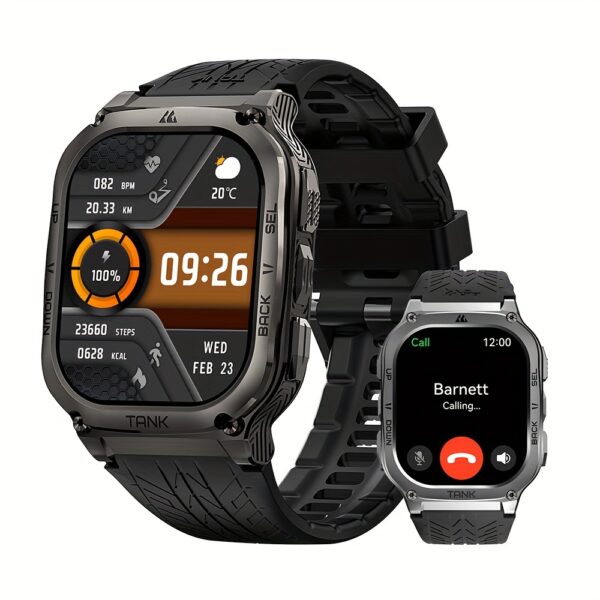 2025 KOSPET M3 Smart Watch Men 480mAh 60 Days Extra-Long Battery Rugged Smartwatches Wireless Call 5ATM IP69K 1.43" AMOLED Always On Display Screen 170+ Sports Modes 6 Smart Recognition Sports Corning Gorilla Glass Multiple Watch Faces 24H Health Monitor AI Assistant Digital Electronic Men'S Smartwatch Compatible For Android IPhone
