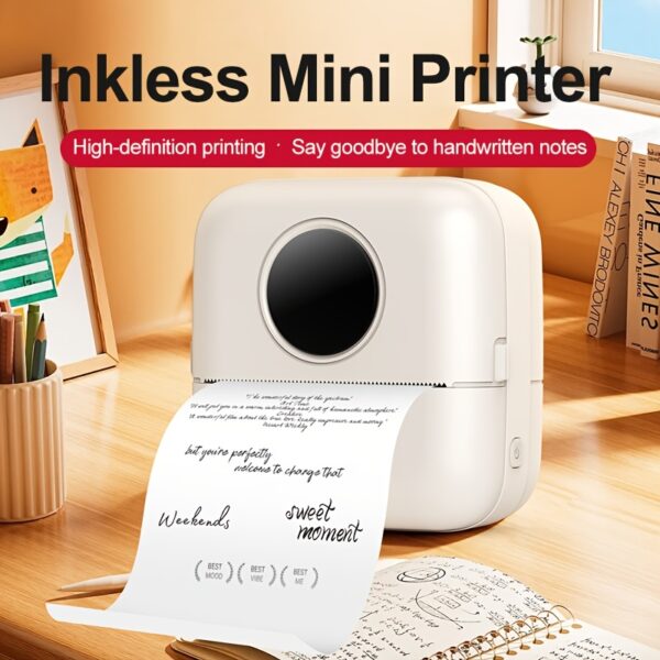 Compact Portable Thermal Printer - Photo & Label Printing, Inkless Doodle, USB Rechargeable, White Body, Ideal for Office Use, Label Maker | Sleek White Design | USB Rechargeable Printer - Image 6