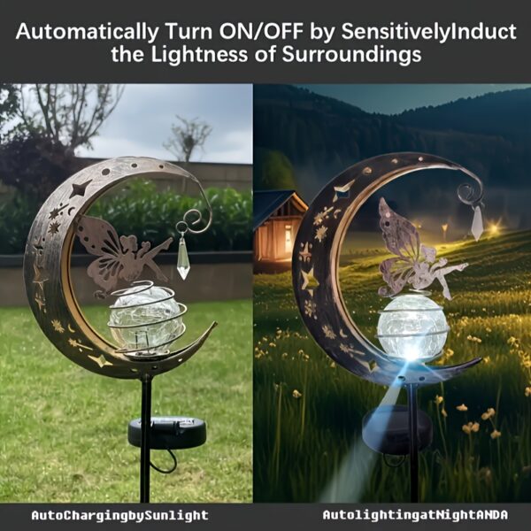 1pc Solar Moon Fairy Garden Lamp - Outdoor, Solar Powered LED Pathway Lights for Walkway, Yard, Lawn, Patio or Courtyard Decoration - Image 11