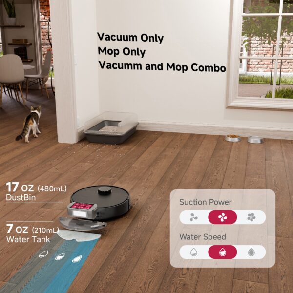 Smart Robot Vacuum And Mop Combo with Precision Mapping, Powerful Suction, Intelligent Navigation, Compatible with Alexa, Wi-Fi Connectivity, Rechargeable Lithium Battery, Automated Floor Care - Image 8