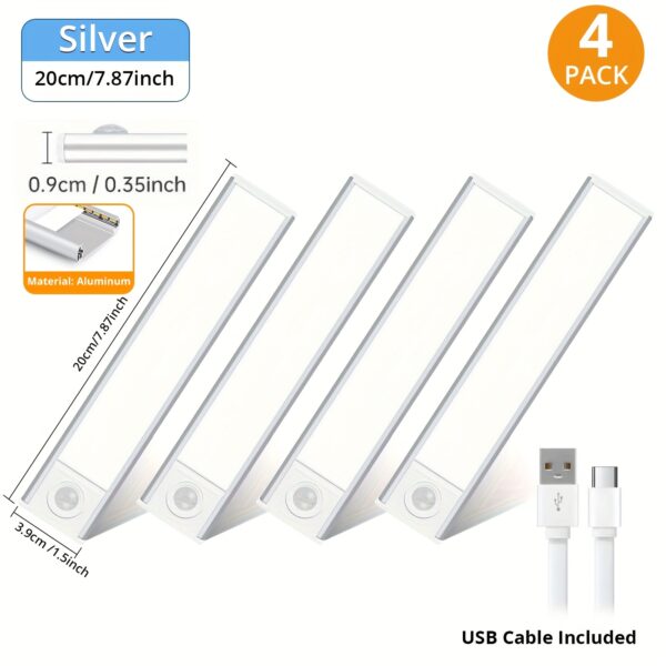 4/2pcs Motion Sensor Under Cabinet Lights, 3 Color Temperatures Wireless USB Rechargeable Night Light, Indoor Closet Lights, Stick-On Anywhere Magnetic Under-Counter Light Fixtures For Kitchen Cabinet Wardrobe Cupboard Stairs, Available In 2pcs. - Image 17