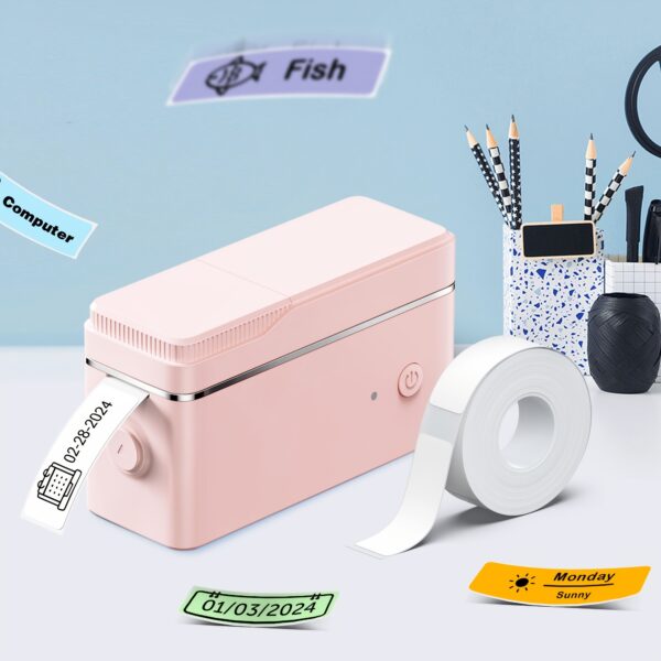 P31S Label Maker Machine Or Travel Case with Tape, Portable Thermal Printer Or Travel Case Sticker Maker Mini Label Maker with Multiple Templates, White Pink Green Three Colors - Image 7