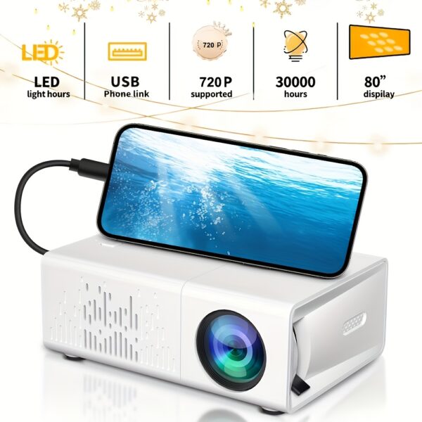 2025 New Mini Home Theater HD Projector, American Plug, Remote Control, Support Smartphone Screen Sharing, Compatible with Smartphone/USB Interface, for Indoor, Office Use - Image 5