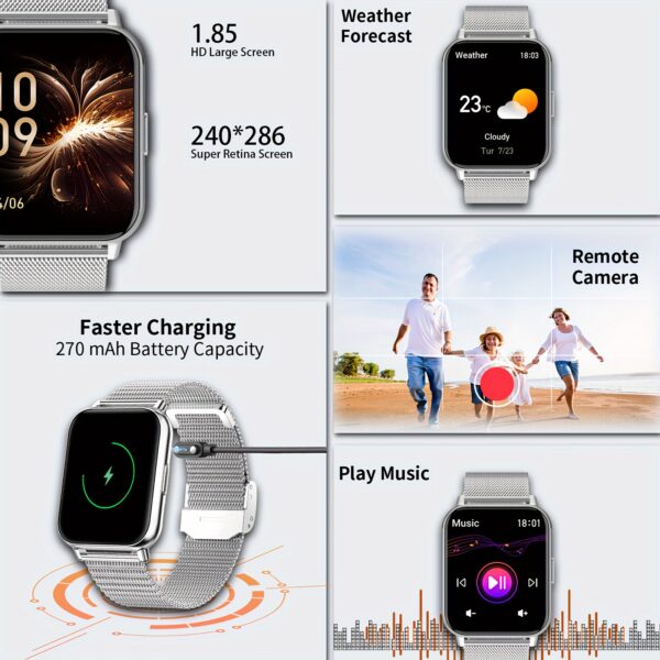 Fashion Casual Elegant Square Dial Smart Watch AI Voice Wireless Call Music Function Multiple Sports Modes DIY Dial Page - Image 7