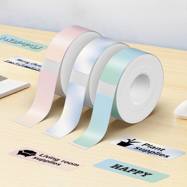 P31S label printer/label paper1roll or 3rolls, portable label machine with wireless connection and multiple templates, fast file system output, various colors of label paper suitable for printing address, logo, clothing labels in offices and homes - Image 12