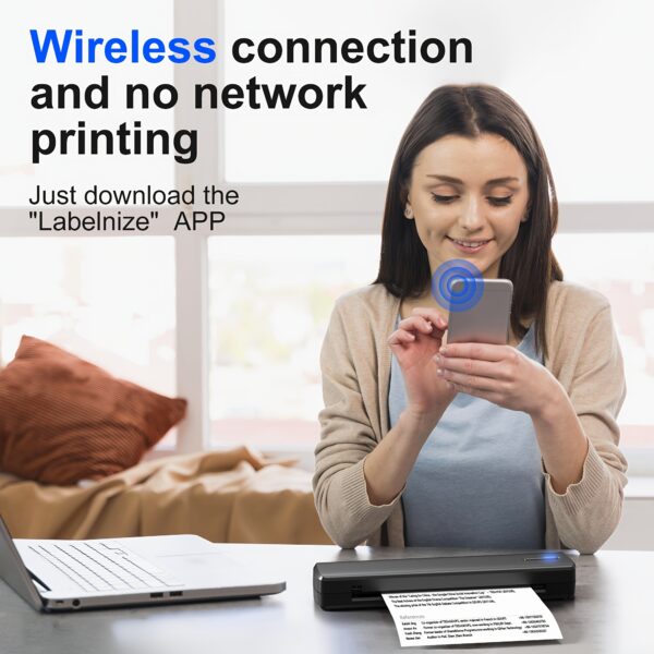 A4 Inkless Printer - Portable Thermal Printer for Wireless Mobile Travel, Supports Letter Mini Printing, Compatible with Mobile Phones And Laptops, Suitable Folding Paper/rolling/tattoo Paper - Image 6